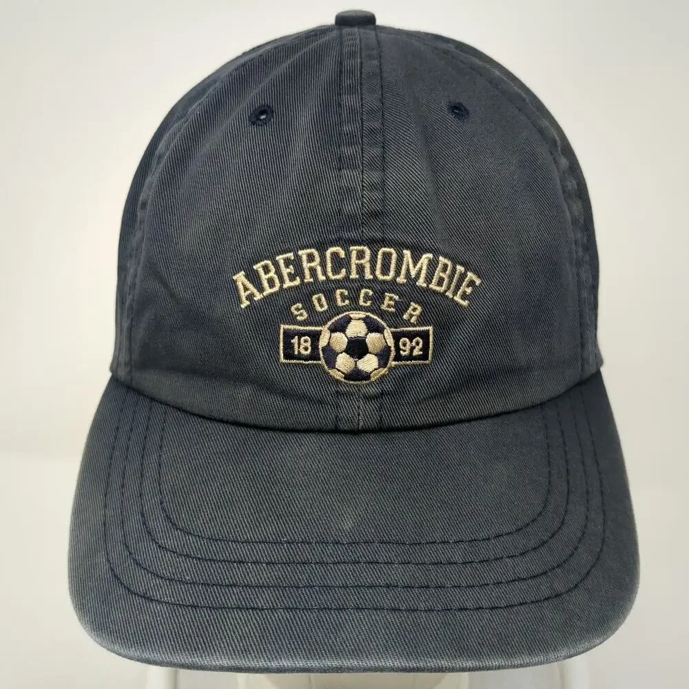 Abercrombie & Fitch Baseball Cap Blue Gold One Size Leather Strapback USA Hat